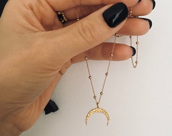 Gold Luna Necklace I Moon Necklace