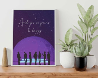 Paroles de BTS | Art mural Kpop « Et vous allez être heureux » (téléchargement numérique)