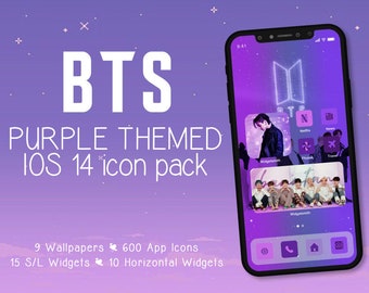 BTS Purple Theme IOS14 App Icons | 600+ Icons, 9 Wallpapers (Digital Download)