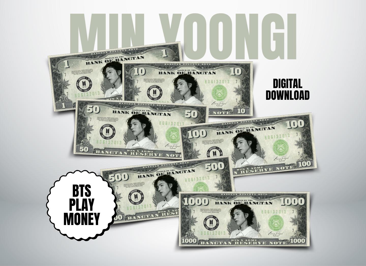 Suga BTS Play Money | Bangtan Bucks, K-pop Fan Gift (digital