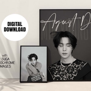 Affiche Suga BTS | Agustd BTS Print | Yoongi Esthétique | Cadeaux BTS | Bts Marchand | Min Yoongi minimaliste | Typographie Yoongi | Daechwita