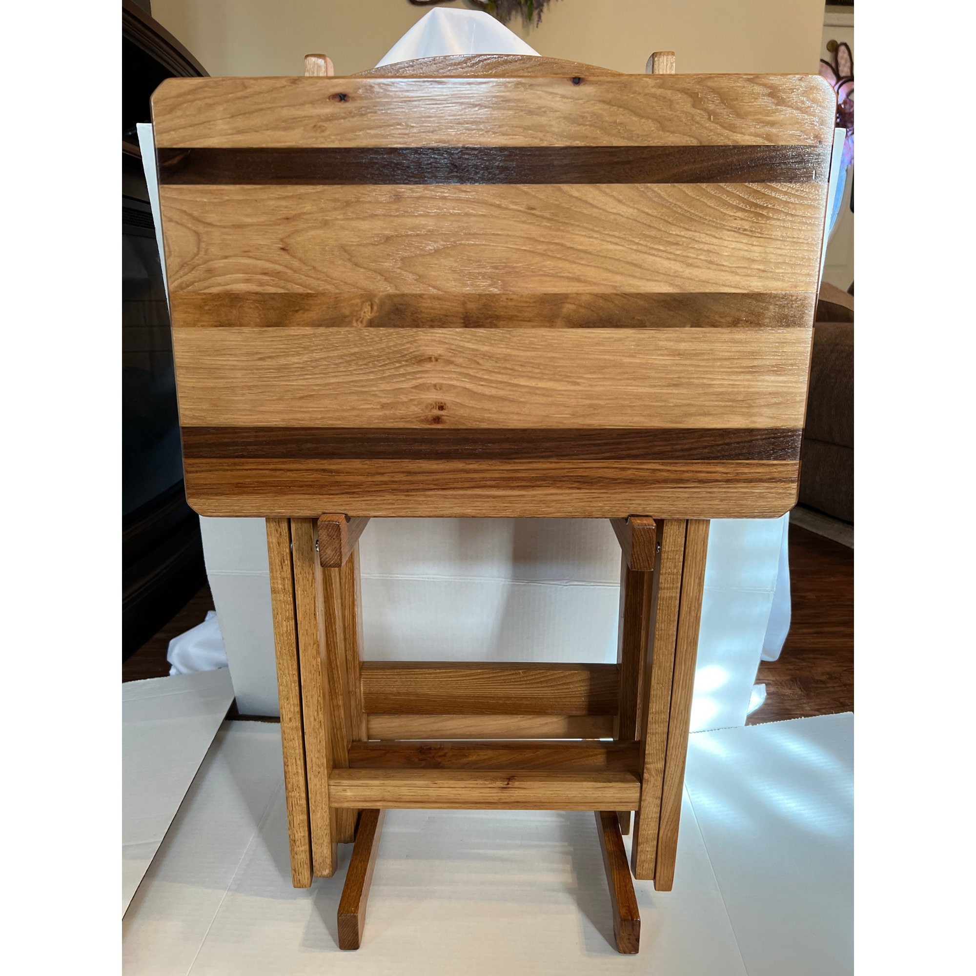 Solid wood tv 2024 tray table set