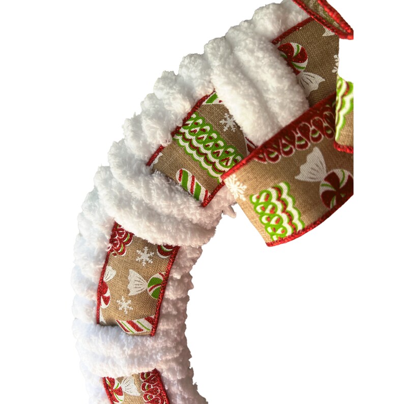 Yarn and Ribbon Wreath, Christmas Yarn Wreath, Christmas Decor