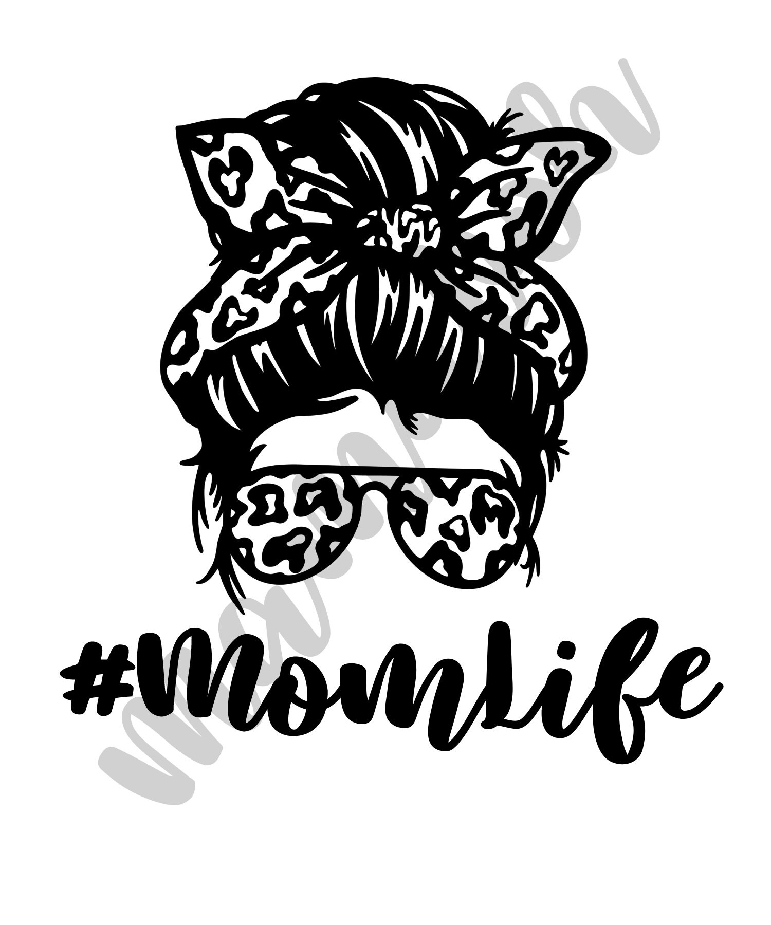 Mom Life Messy Bun with Leopard SVG - Digital Download