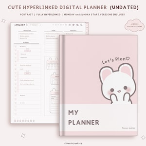Cute Digital Planner | Cute Digital Undated Planner | Portrait Digital Planner | Cute Goodnotes | Cute Digital Stickers | 2025 Ipad Planner
