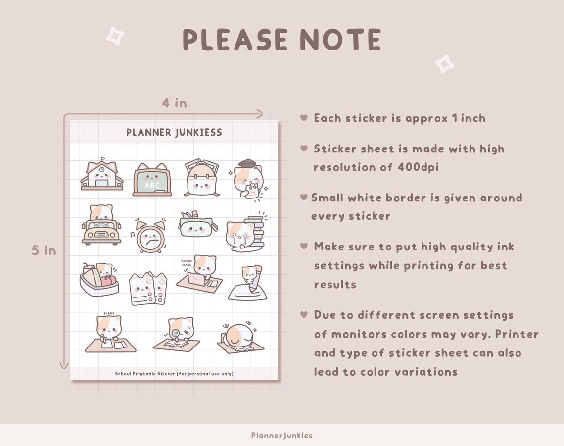 Cute School Printable Stickers Cute Printable Planner Stickers Cute ...