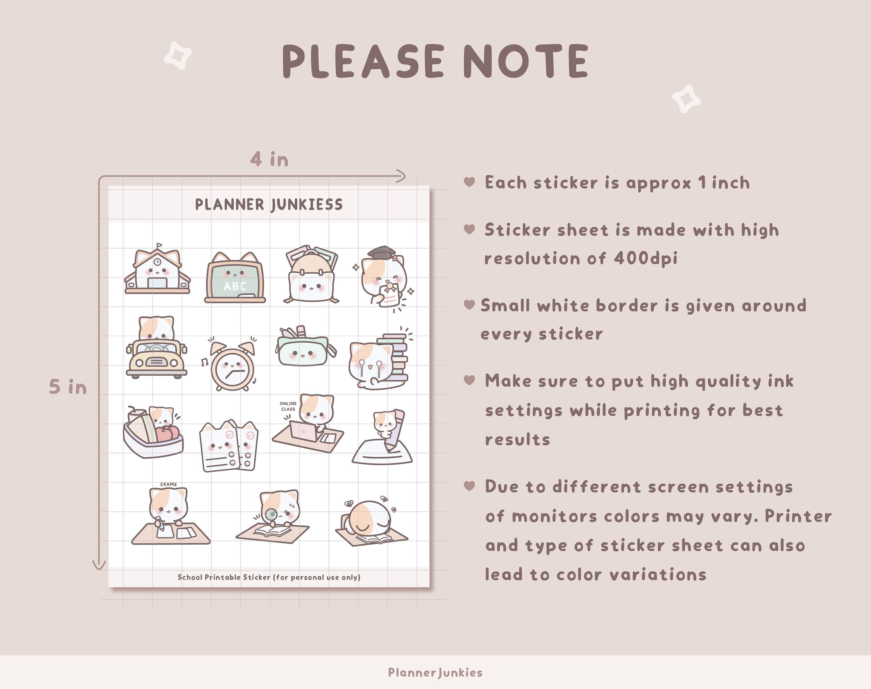 School Printable Stickers