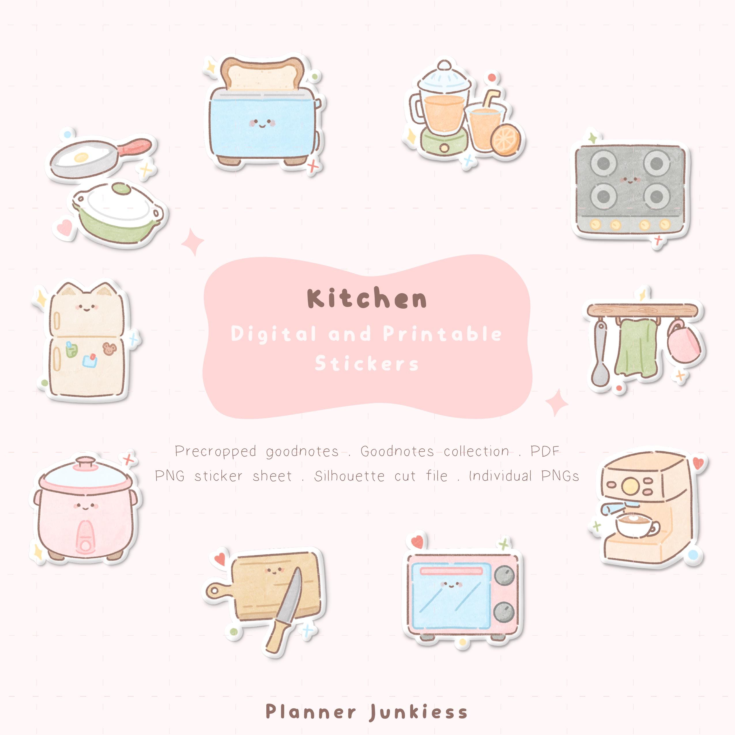 Adesivi digitali carini per la cucina / Adesivi stampabili per la cucina / Adesivi digitali carini per elettrodomestici / Elettrodomestici da cucina c