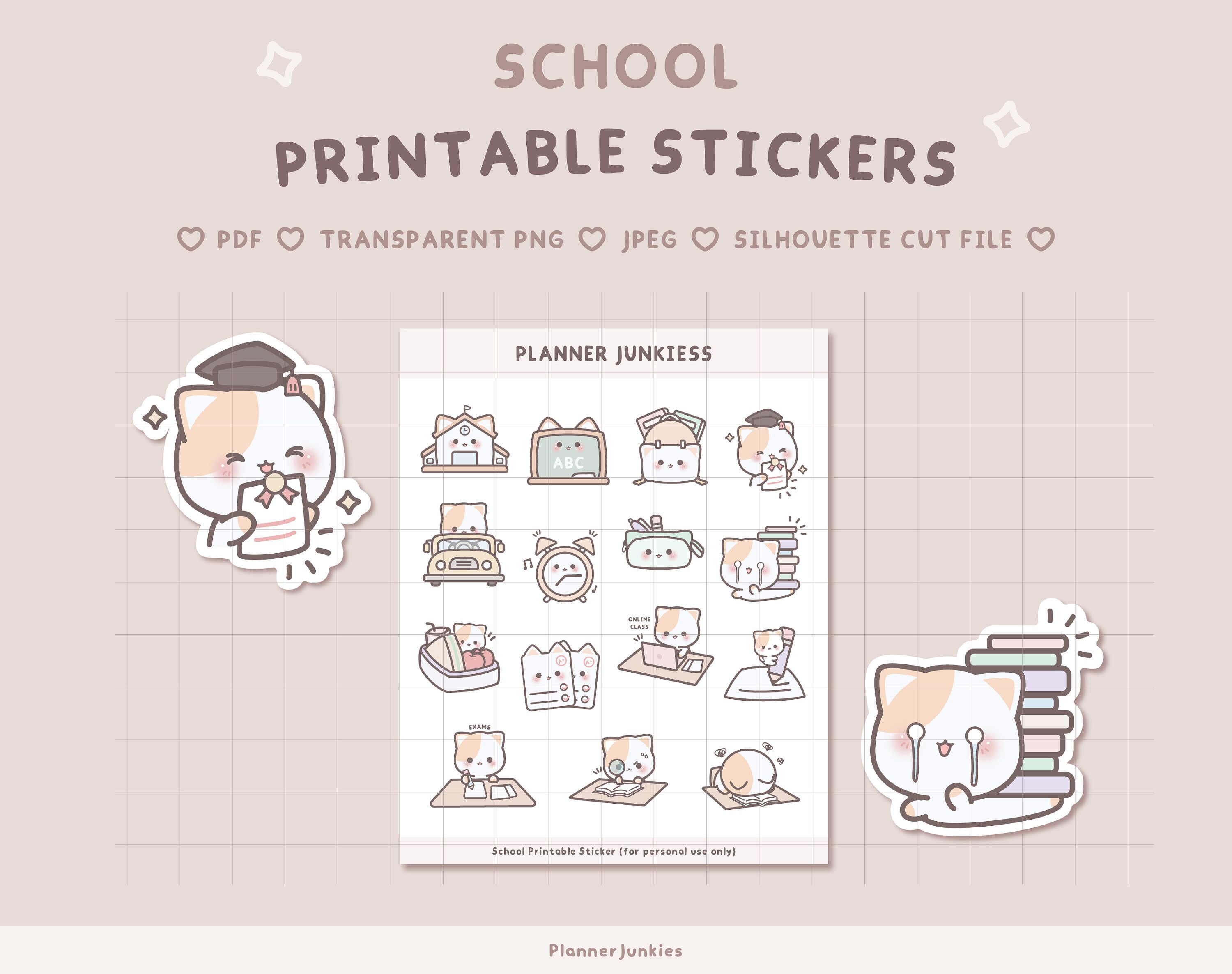 Cute School Printable Stickers | Cute Printable Planner Stickers | Cute ...
