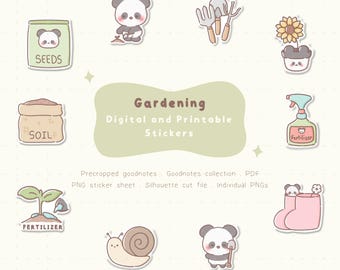 Cute Gardening Digital Stickers| Gardening Printable Stickers| Cute Plants Digital Stickers| Cute Gardening Goodnotes Sticker| Printable PNG