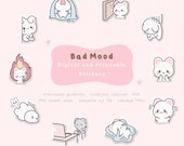 Cute Bad Mood Digital Planner Stickers | Cute Bad Day Printable Stickers | Cute Emotion Digital Stickers | Kawaii Bad Mood Goodnotes Sticker