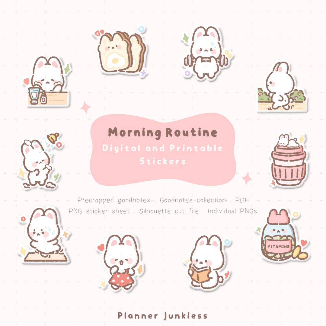 Cute Morning Routine Digital Stickers | Routine Printable Stickers ...