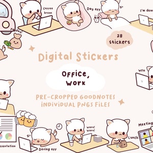 Kawaii Office Digital Stickers | Work Digital Planner Stickers | Cute Dog Digital Stickers | Work From Home | Cute Work Goodnotes Stickers