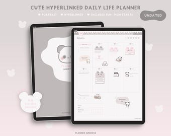 Cute Daily Digital Planner| Digital Undated Planner| Cute Portrait Digital Planner| 2025 Digital Planner| Cute Digital Stickers