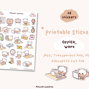 Kawaii Office Printable Stickers Work Printable Stickers - Etsy