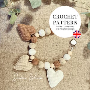 Crochet Pattern Stroller Chain with hearts  (ENGLISH PATTERN PDF) Jules Work