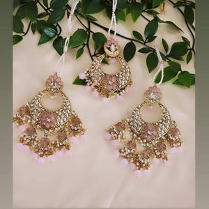 Ensemble de boucles d'oreilles Kundan Tikka