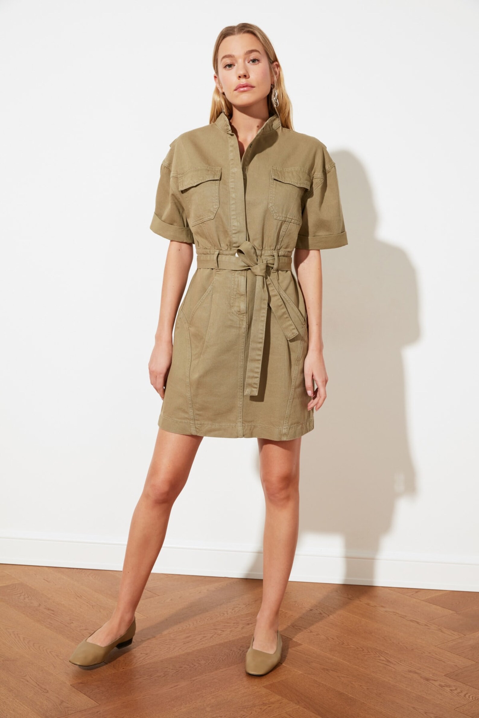 Khaki Belt Denim Dress Spring Summer Dresses for Women Etsy