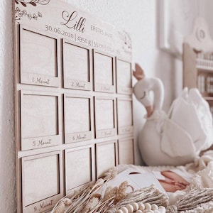 My first year photo frame / My first year collage / Baptism gift godchild picture frame / Baby&#39;s first year