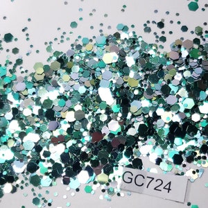 Hexagon Mix Medium Polyester Glitter Tumblers Nails Craft Art Resin Slime Green Opaque Festival GC724