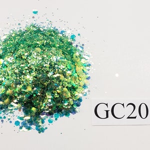 Enchanted Forest Hexagon Mix Small Polyester Glitter Tumblers Nails Craft Art Resin Slime Green Translucent Iridescent Festival GC20
