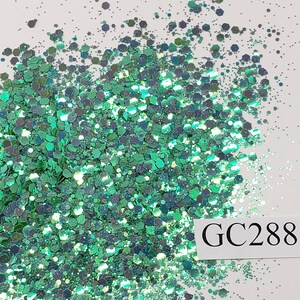Envious Hexagon Mix Small Polyester Glitter Tumblers Nails Craft Art Resin Slime Green Opaque Iridescent Festival GC288