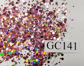 Rose Gold Galaxy Hexagon Mix Small Polyester Glitter Tumblers Nails Craft Art Resin Slime Pink Holographic Holo Opaque Festival GC141