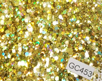Gold Holographic Hexagon Mix Small Polyester Glitter Tumblers Nails Craft Art Resin Slime Holo Opaque Festival GC453