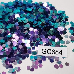 Moonlit Waters Hexagon Chunky Polyester Glitter Color Shift Tumblers Nails Craft Art Resin Slime Colorshift Opaque 3mm 0.125 Festival GC684