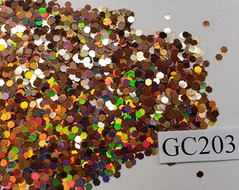 Gold Digger Hexagon Chunky Small Polyester Glitter Holographic Tumblers Nails Craft Art Resin Slime Holo Opaque 3mm 0.125 Festival GC203
