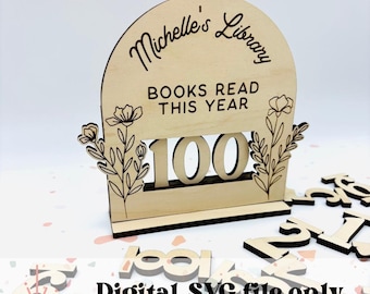 Book Tracker - SVG digital file - Floral Bookshelf Bookish Decor
