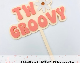 Tårtdekoration - SVG digital fil - Två groovy med prästkrage
