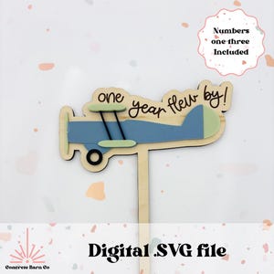 Bundle de décoration pour gâteau avion - fichier numérique SVG - anniversaire d'avion vintage - premier, deuxième et troisième anniversaire