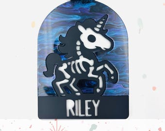 Halloween boo basket Tag - Unicorn Skeleton - SVG digital file - Customizable - Commercial Rights