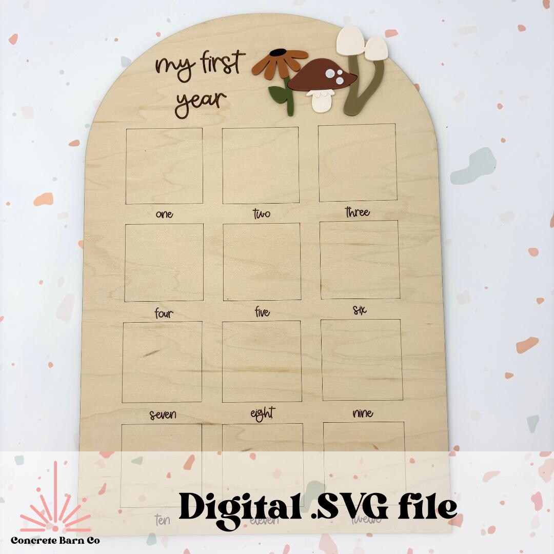 Mushroom First Year Photo Board SVG Digital File - Photo Prop Keepsake ...