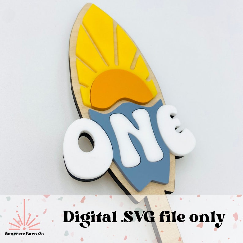 Surf Board First Birthday Cake Topper - SVG Digital File - Etsy