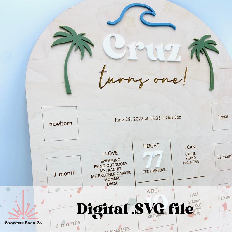 Surf Nursery Bundle - SVG Digital Files - Decor - Birth Announcement ...