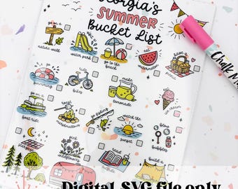 Summer Bucket List - Laser Cut .svg + UV Print and Sublimation .png/.pdf - Commercial license