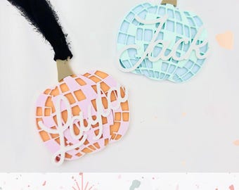 Halloween boo basket Tag - Disco Pumpkin - SVG digital file - Retro