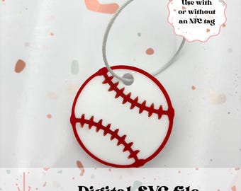 Baseball bag tag - SVG digital file - custom baseball bag tag - backpack tag - NFC enabled - keychain