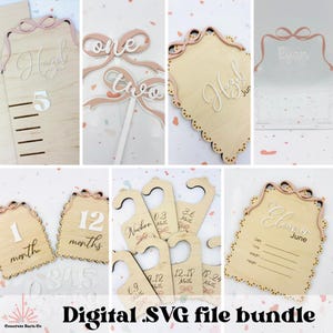 SVG digitale Dateien - monatliche Meilensteine - Geburtsanzeige - Fotorequisite - Kinderzimmer - Wachstumstabelle