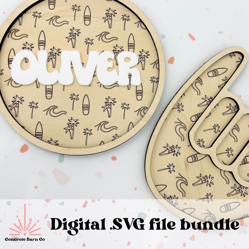 Surf Themed Wall Decor Bundle - SVG Digital File - Nursery Name Sign - Etsy