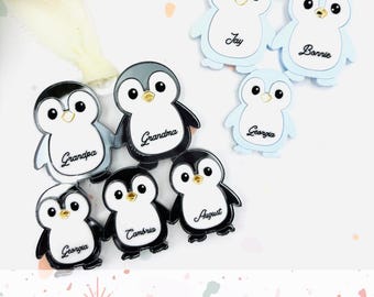 Penguin Family - Personalized Christmas tree Ornament - SVG digital cut file - Commercial use