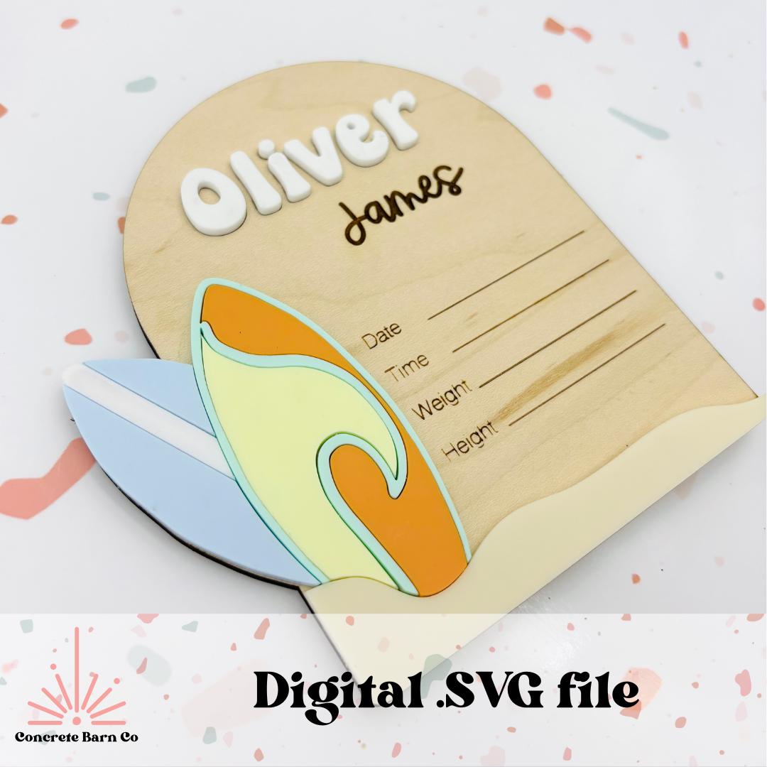 Surf Nursery Bundle - SVG Digital Files - Decor - Birth Announcement ...