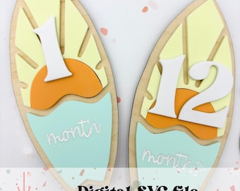 Surf monthly milestones - SVG digital file - photo props