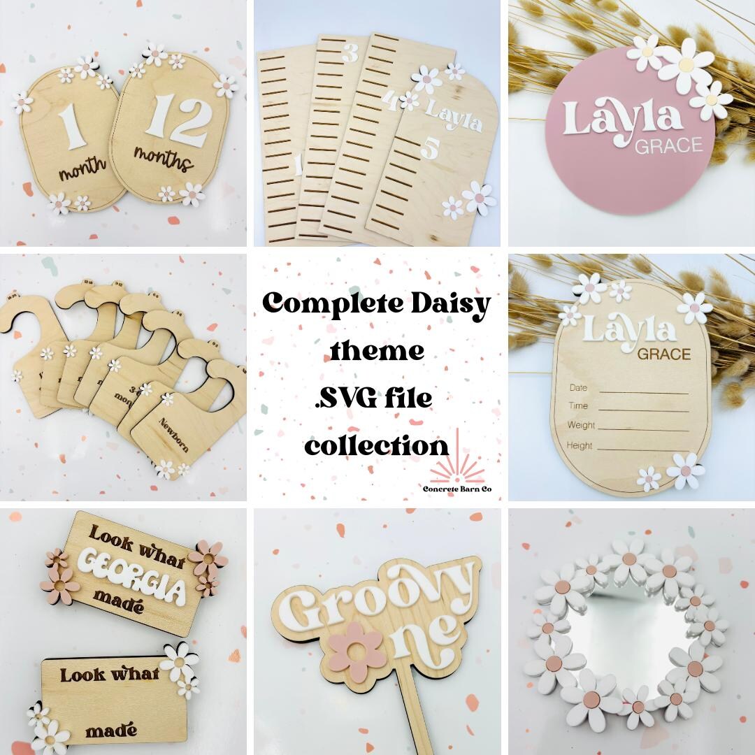 Daisy Nursery Bundle - SVG Digital Files - Decor - Birth Announcement ...