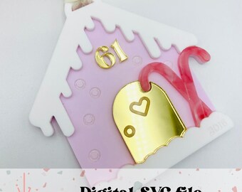 New/first home - Gingerbread house - Christmas tree ornament - SVG digital file - acrylic