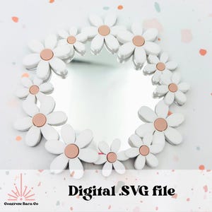 Specchio con cornice a margherita - file digitale SVG - arredamento per la cameretta dei bambini