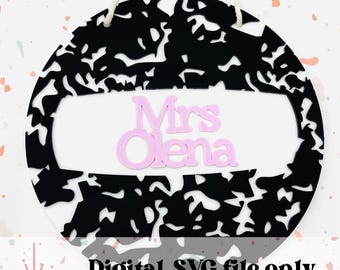Composition Notebook style Teacher Door Hanger - SVG digital file - Back to school - 90s - retro
