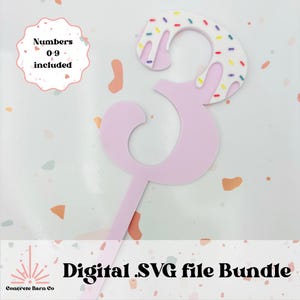 ケーキ トッパー バンドル - SVG デジタル ファイル - フロスティング ドリップ付きの数字
